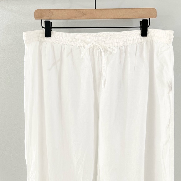 Soft Surroundings Elastic Waist Wide Leg Eyelet Hem Pants White Size Large - Picture 3 of 6